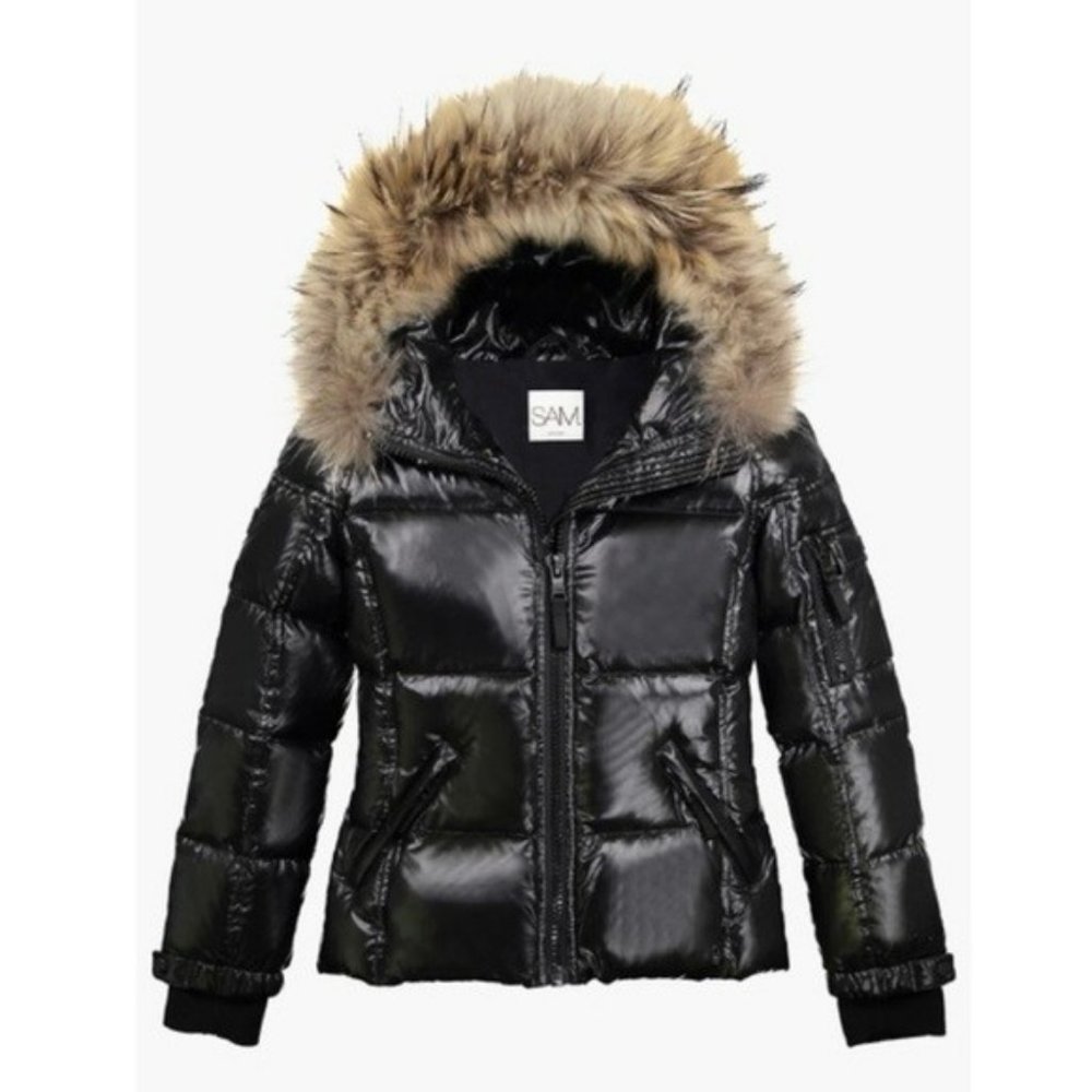 SAM NWT - Girls Black Puffer Jacket - Size 8 Girls Blake